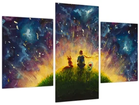 Obraz - Malý princ a líška (90x60 cm)