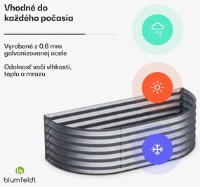 Blumfeldt High Grow Extended, vzvýšený záhon, 150x43x60 cm, z vlnitého oceľového plechu, jednoduchá montáž, odolný voči hrdzi a mrazu