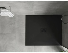 Mexen Hugo, obdĺžniková sprchová vanička SMC 110 x 100 cm, čierna, čierna krytka, 42701011-B
