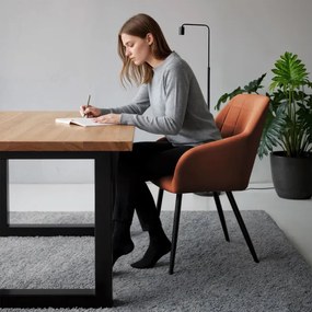 Sada štyroch jedálenských stoličiek LUXANO zamatové, medené / čierne nohy (4 ks)