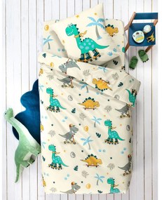 Detská posteľná bielizeň s motívom Dinoroul pre 1 osobu, bavlna (*) Súprava obliečku na vankúš (70x90) a na prikrývku (140x200) je v klasických rozmeroch a bez klopy pre zasunutie pod matrac.
