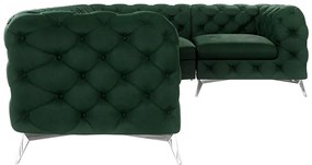 Tmavozelená zamatová rohová pohovka (pravý roh/do L) Chelsea – Ropez