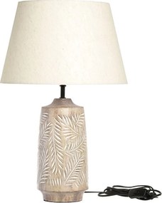 Stolová lampa s drevenou základňou a ľanovým tienidlom Popp - 37*57 cm/ E27