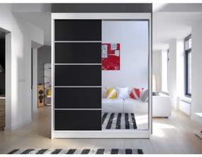 Šatníková skriňa Bianca III (biela + čierna + zrkadlo) (osvetlenie LED RGB farebné). Vlastná spoľahlivá doprava až k Vám domov. 1058779