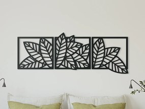 drevko Viacdielna dekorácia na stenu Listy Rozmer obrazu: 24 x 65 cm, Farba dekorácie: Čierna