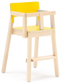 Detská jedálenská stolička LOVE, V 500 mm, breza, laminát - žltá