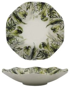 Porcelánová 18-dielna jedálenská súprava, biela/zelená