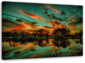 Obraz na plátně Jezero Stromy Nebe Příroda - 120x80 cm
