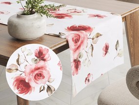 Biante Teflónový behúň na stôl TF-023 Červené ruže na bielom 35x120 cm