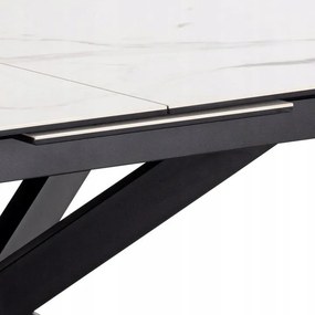 Jedálenský rozkladací stôl Irwine 168/210 cm biely mramor/čierny