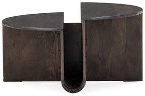 Tmavohnedý okrúhly konferenčný stolík z mangového dreva ø 80 cm Divya – MOME