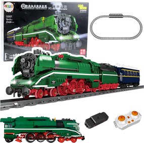 LEAN Toys Stavebnicové kocky – parná lokomotíva s diaľkovým ovládaním RC, 2348 dielov