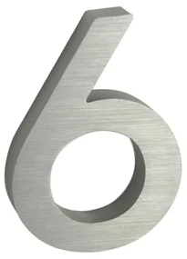 Domové číslo "6", RN.100LV, brúsené, strieborná