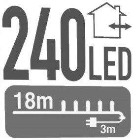Victoria Sport Svetelná reťaz 18m 240 LED s časovačom Studená biela