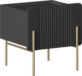 Nočný stolík Malmi 45 cm - čierny mat / zlatá