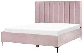 Zamatová posteľ s úložným priestorom 180 x 200 cm ružová SEZANNE Beliani