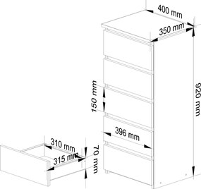 Komoda CL5 40 cm dub sonoma/bílá