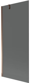 Mexen Next, vaňová zástena 1-krídlová 80 x 150 cm, fixné krídlo, 6 mm šedé sklo, ružové zlato profil, 895-080-000-00-40-60