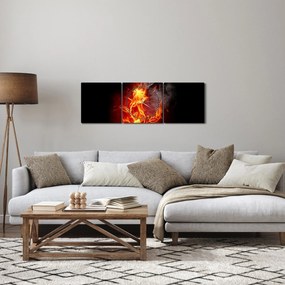 Obraz - Ruže v ohni (s hodinami) (90x30 cm)