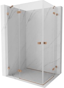 Mexen Lunar Duo, výklopný sprchový kút 115 x 75 cm, 8mm číre sklo, profil medená matná, 834-115L-075P-65-00