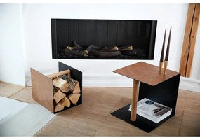 Čierny/v prírodnej farbe dekoratívny kovový/z eko kože úložný box 32x38x31 cm Bull – LIND DNA