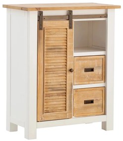 furniture-nabytek.cz - Masivní komoda Capera z borovicového dřeva a MDF, lakovaná, bílá s hnědými detaily