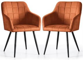 Sada dvoch jedálenských stoličiek LUXANO zamatové, medené / čierne nohy (2 ks)