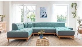 Tyrkysovomodrá rozkladacia rohová pohovka (ľavý roh/do tvaru "U") Dazzling Daisy – Miuform