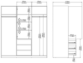 Šatníková skriňa v dekore duba s posuvnými dverami v prírodnej farbe 177x200x60 cm Naia – Tvilum