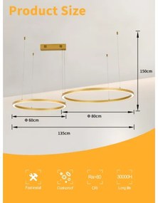 Immax NEO 07218L - LED Stmievateľný luster FINO 93W/230V 60/80cm zlatá Tuya+DO
