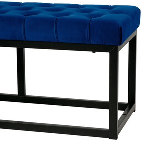 Lavica Polson - zamat, čierny rám 150 cm - Modrá