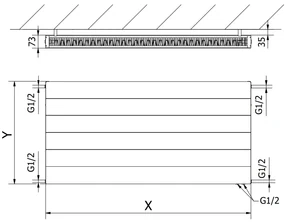 Mexen, Panelový radiátor Mexen Line CVL21 900 x 700 mm, spodné pripojenie, 1113 W, biely - W621L-090-070-00