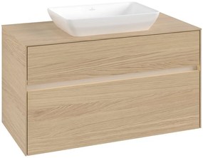 VILLEROY &amp; BOCH Collaro závesná skrinka pod umývadlo na dosku (umývadlo v strede), 2 zásuvky, s LED osvetlením, 1000 x 500 x 548 mm, Nordic Oak, C109B0VJ