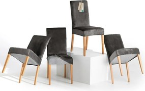 Restilo Napínací poťah na stoličku Sento tmavosivá, 48 x 48 x 58 + 10 cm, súprava 4 ks