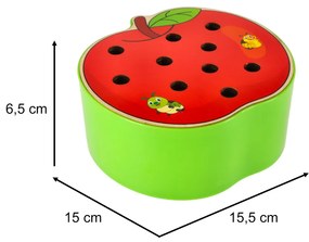 KIK Magnetická drevená húsenica jablko