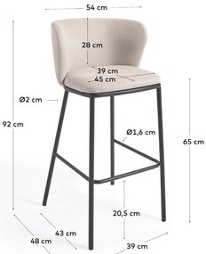 Béžová barová stolička (výška sedadla 65 cm) Ciselia – Kave Home