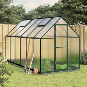 vidaXL Skleník so základovým rámom zelený 334x169x202 cm hliník