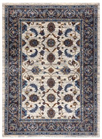 Koberec SOFT 6019 Kvetiny vzor rámu béžová / modrá /  červená