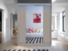 Skriňa s posuvnými dverami Belgia II, Farby: čierna / čierna + zrkadlo, Osvetlenie: osvetlenie LED RGB - farebné