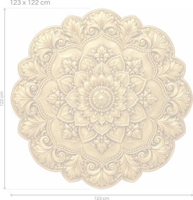 Zlatá baroková mandala honosná textilná prelepiteľná nálepka na stenu arch 46 x 46 cm