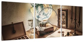Obraz - cestovateľský stôl (s hodinami) (90x30 cm)