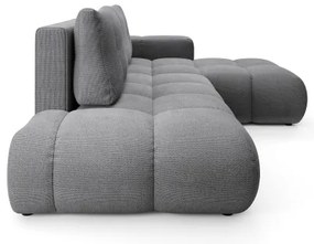 Rozkladacia rohová čalúnená sedacia súprava s úložným priestorom do tvaru L ALMADA pravá šedá