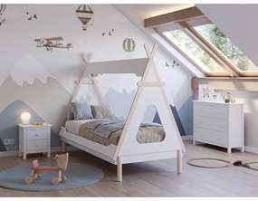Biela domčeková detská posteľ z borovicového dreva 90x190 cm Nora – Marckeric