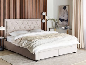 Zamatová posteľ s úložným priestorom 180 x 200 cm béžová LIEVIN Beliani