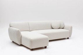 Rohová pohovka Eddy s robustným rámom z bukového dreva a drevotrieskovej dosky 280 x 93 cm, ľavá, biela