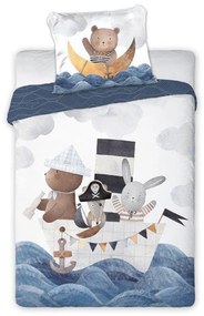 DETSKÉ BAVLNENÉ OBLIEČKY BOAT 100X135 CM, 1KS 40X60 CM VZOROVANÉ