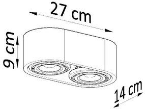 Sivé bodové svietidlo 27x14 cm Spattio - Sollux