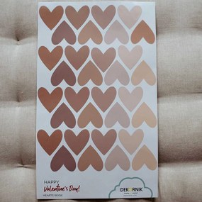 Samolepka do dětského pokoje sada srdce cappuccino růžová 6,5 cm