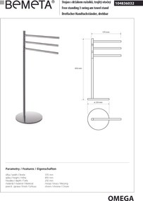 Bemeta Design OMEGA: Stojan, s držiakom uterákov, trojitý, otočný - 104836032