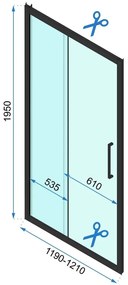 Rea Rapid Slide, posuvné sprchové dvere 1200 x 1950 mm, 6mm číre sklo, zlatý matný profil, REA-K4709